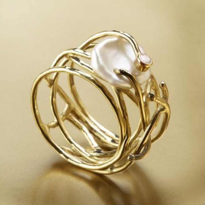 Dunne Gouden & Parelring